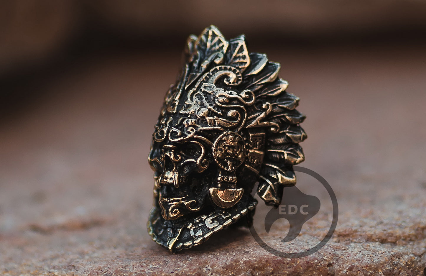 Brass bead for bracelets Skull Of Aztec Priest Hand With Heart _ 4