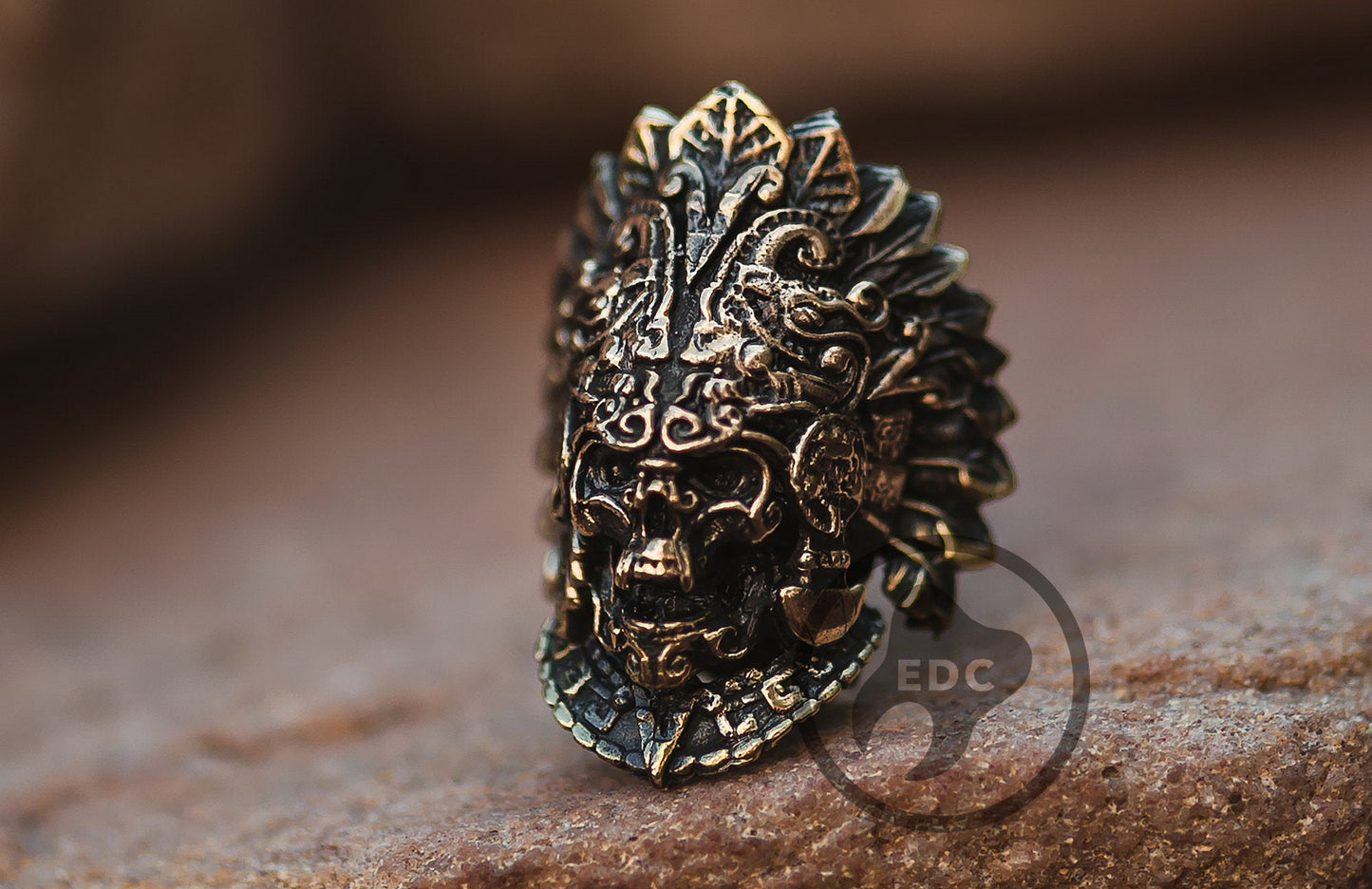 Brass bead for bracelets Skull Of Aztec Priest Hand With Heart _ 5