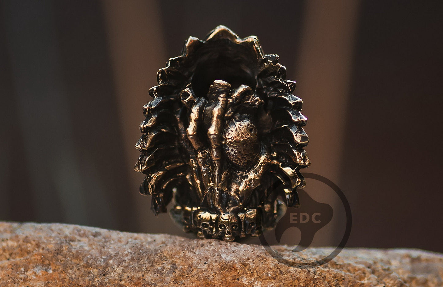 Brass bead for bracelets Skull Of Aztec Priest Hand With Heart _ 6