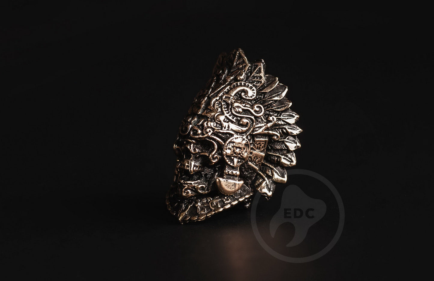Brass bead for bracelets Skull Of Aztec Priest Hand With Heart _ 7