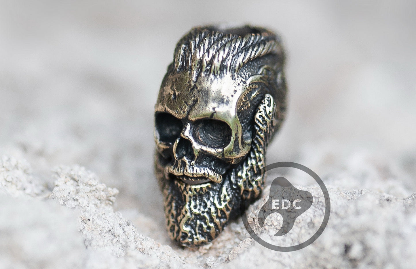 Vintage looking brass knife lanyard bead Skull Ragnar Lothbrok _ 1