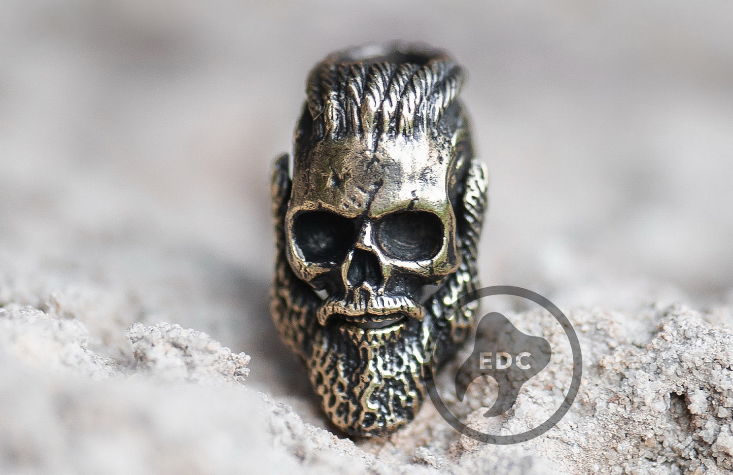 Vintage looking brass knife lanyard bead Skull Ragnar Lothbrok _ 3