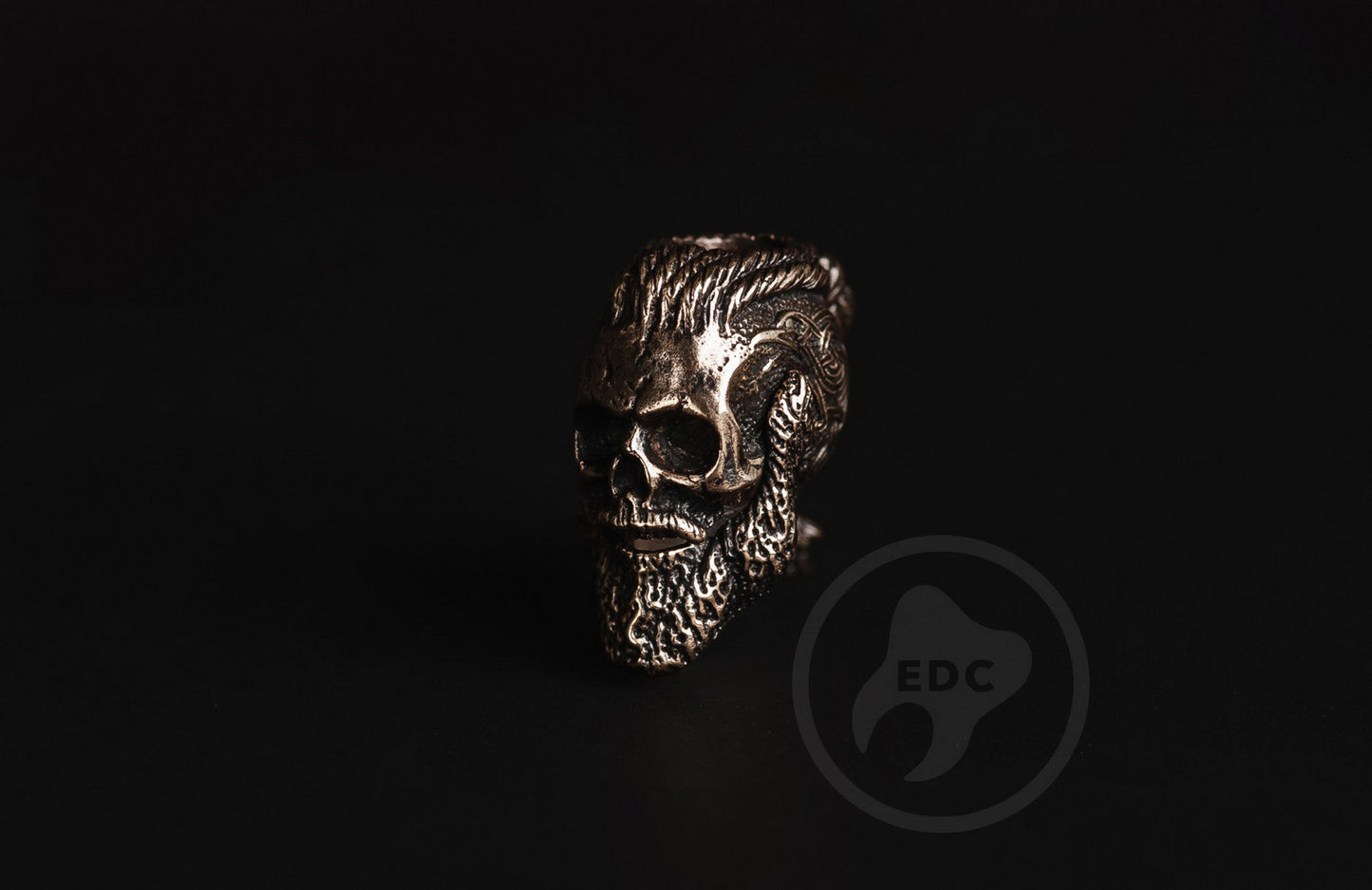 Vintage looking brass knife lanyard bead Skull Ragnar Lothbrok _ 4