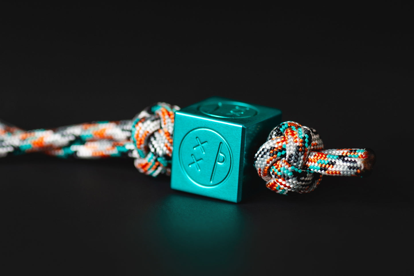 Teal cool aluminum bead for paracord lanyards Cube Sad Face _ 2
