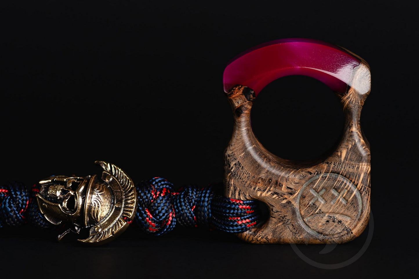 Set of Single EDC Knuck SFK 01 Stab Wood & Brass Skull Bead For Paracord Centurion Helmet