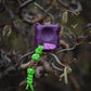 Set of Single Finger Knuckle Brass SFK 03 Purple Anodizing Type 2 & Brass Bead Lanyard Voodoo Shaman & EDC Leather Pouch