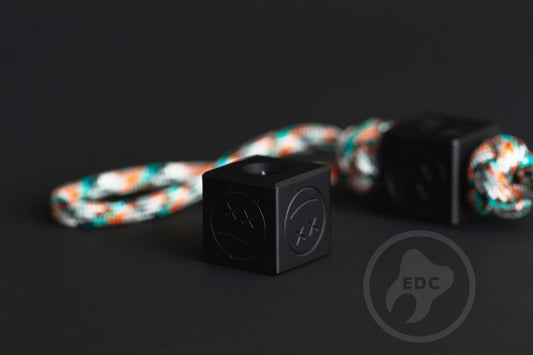 Lanyard Bead EDC Cube Sad Face Black Anodizing Type 3