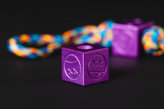 Lanyard Bead Cube Sad Face Purple Anodizing Type 2