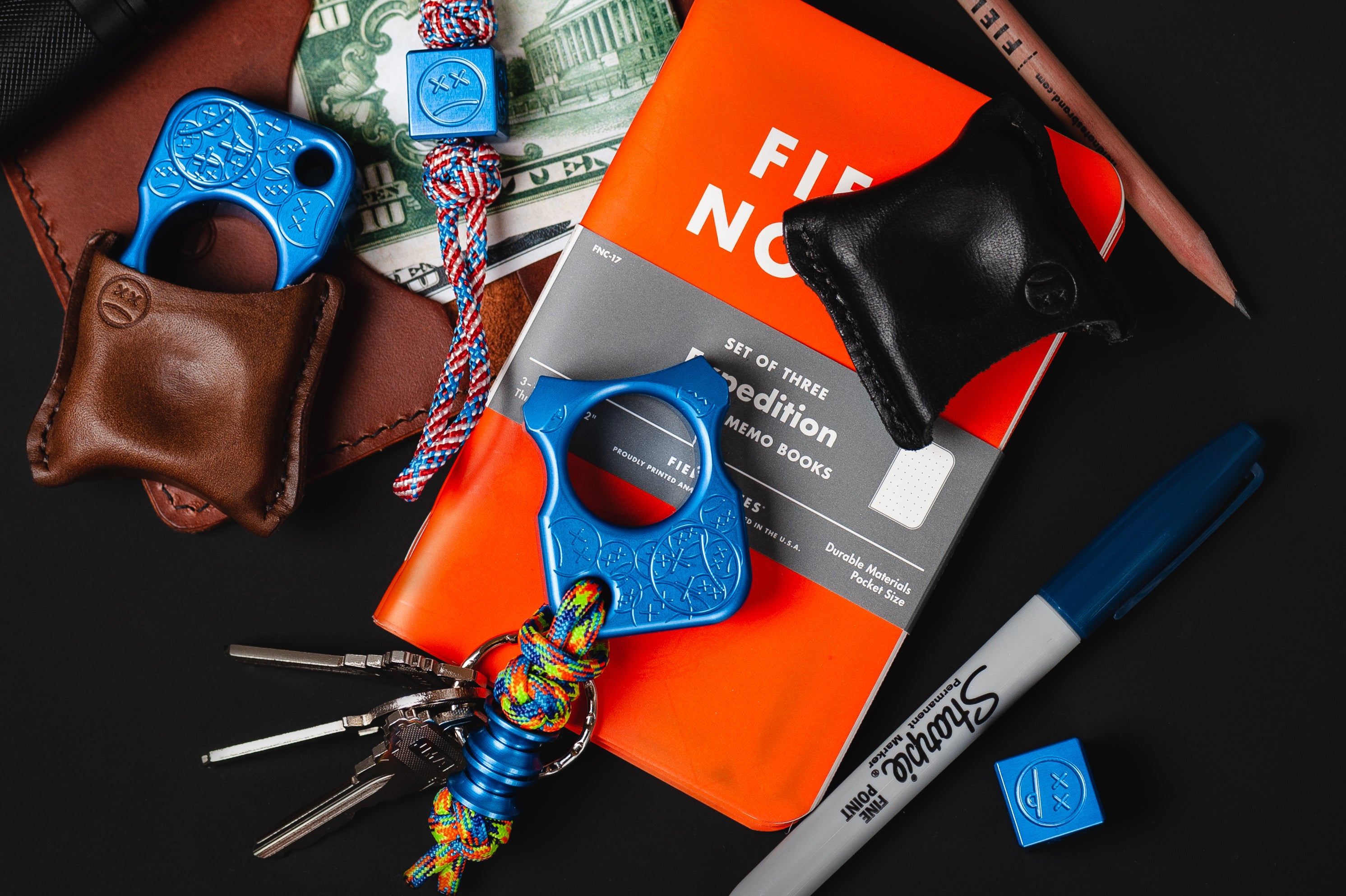 Single Finger Brass Knuckles SFK 02 Stamp Blue Anodizing Type 2 EDCCraft