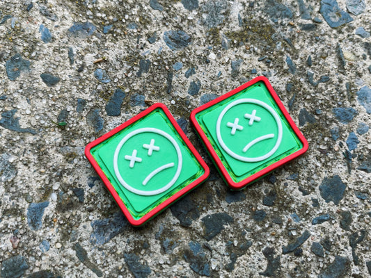 EDC Velcro Patch Sad Face Red, Green, and White 2 pcs.