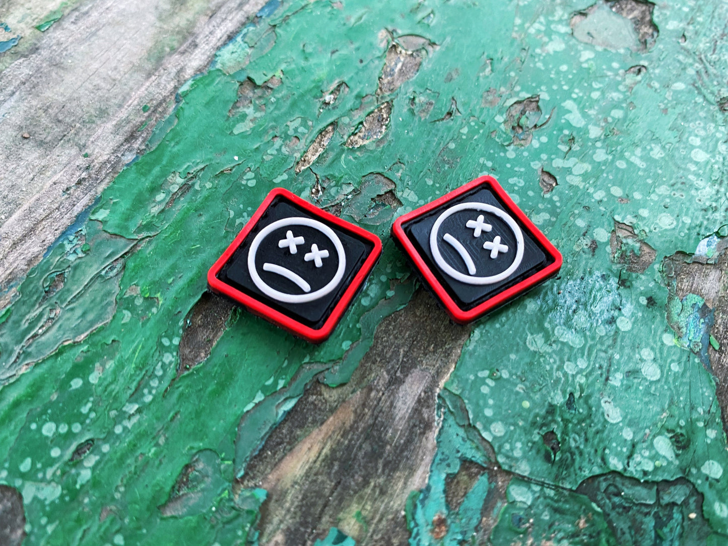 EDC Velcro Patch Sad Face Red, Black, and White 2 pcs.