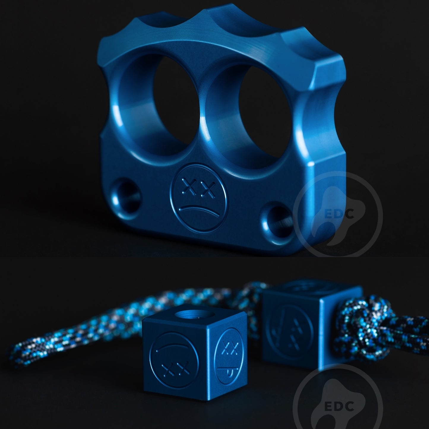 coolest blue aluminum brass knuckles two finger DFK 03 - 8