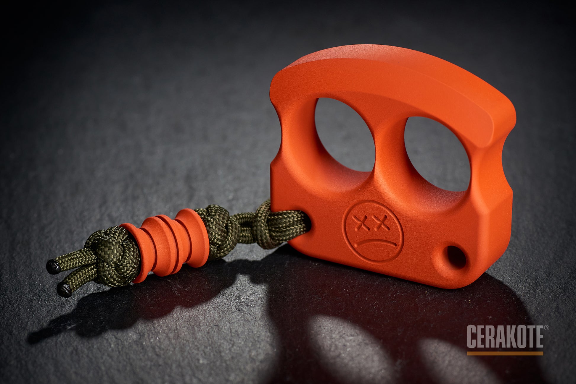 real cerakote coated hunter orange two finger knuckle duster DFK 01 - 5