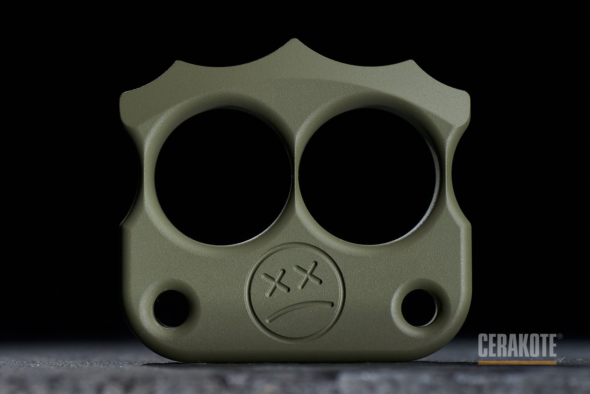 coolest cerakote coated forest green two finger brass knuckles DFK 03 - 1