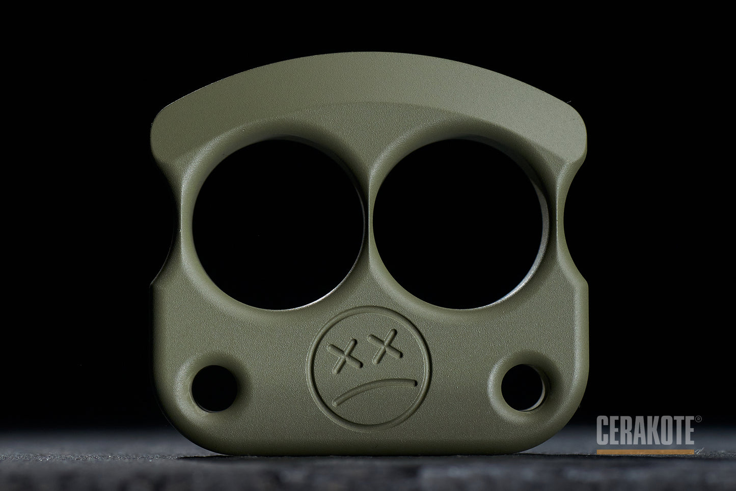 cool cerakote coated forest green 2 finger brass knuckles DFK 01 - 1