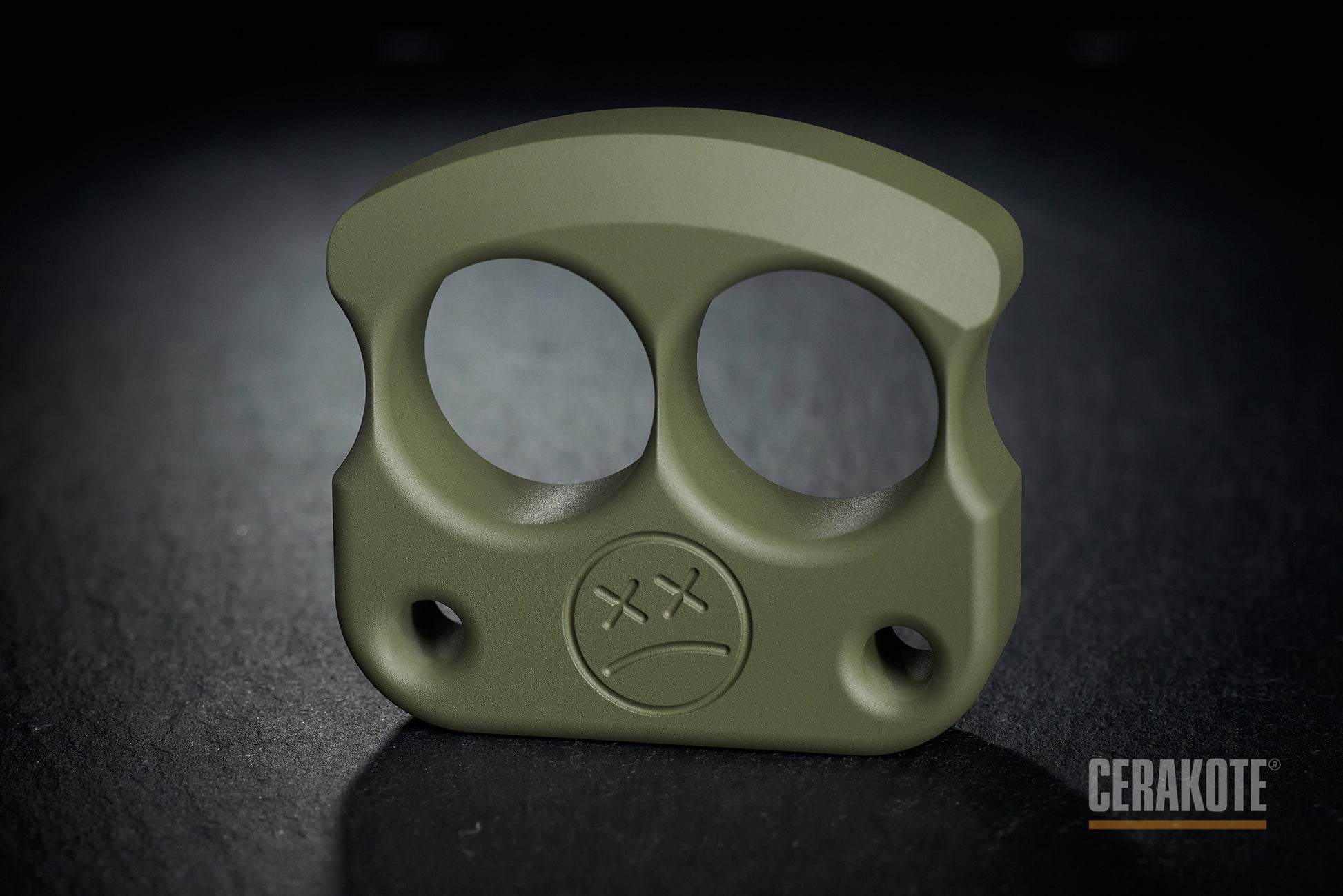 cool cerakote coated forest green 2 finger brass knuckles DFK 01 - 3