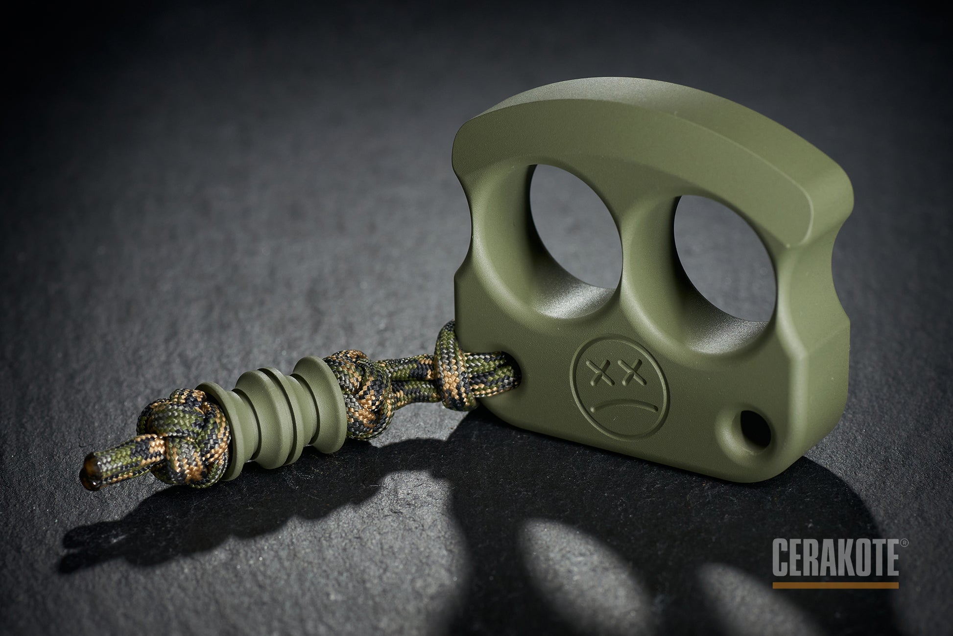 cool cerakote coated forest green 2 finger brass knuckles DFK 01 - 5