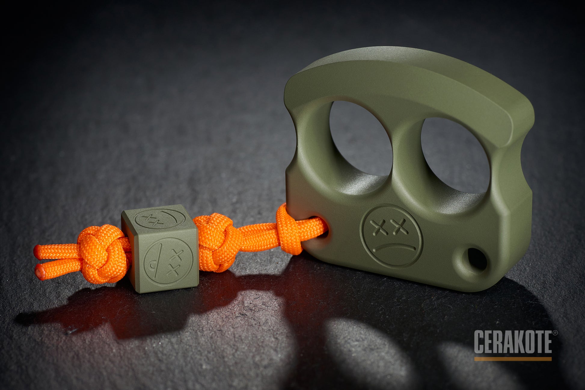 cool cerakote coated forest green 2 finger brass knuckles DFK 01 - 6