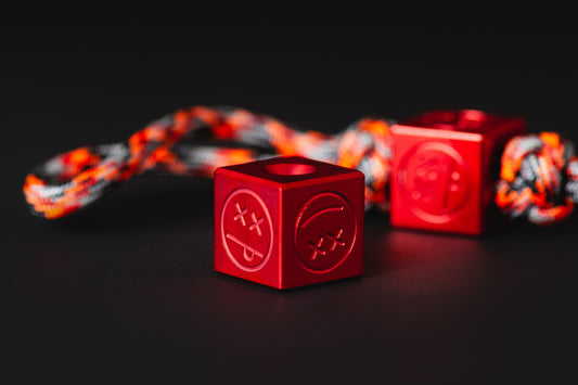 Bead Lanyard Cube Sad Face Red Anodizing Type 2