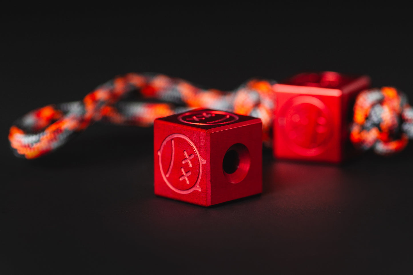 Bead Lanyard Cube Sad Face Red Anodizing Type 2