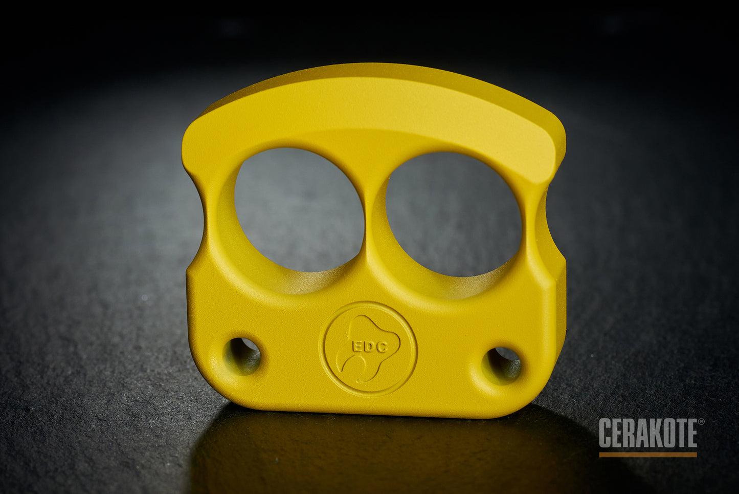 coolest cerakote coated corvette yellow 2 knuckle brass knuckles DFK 01 - 2