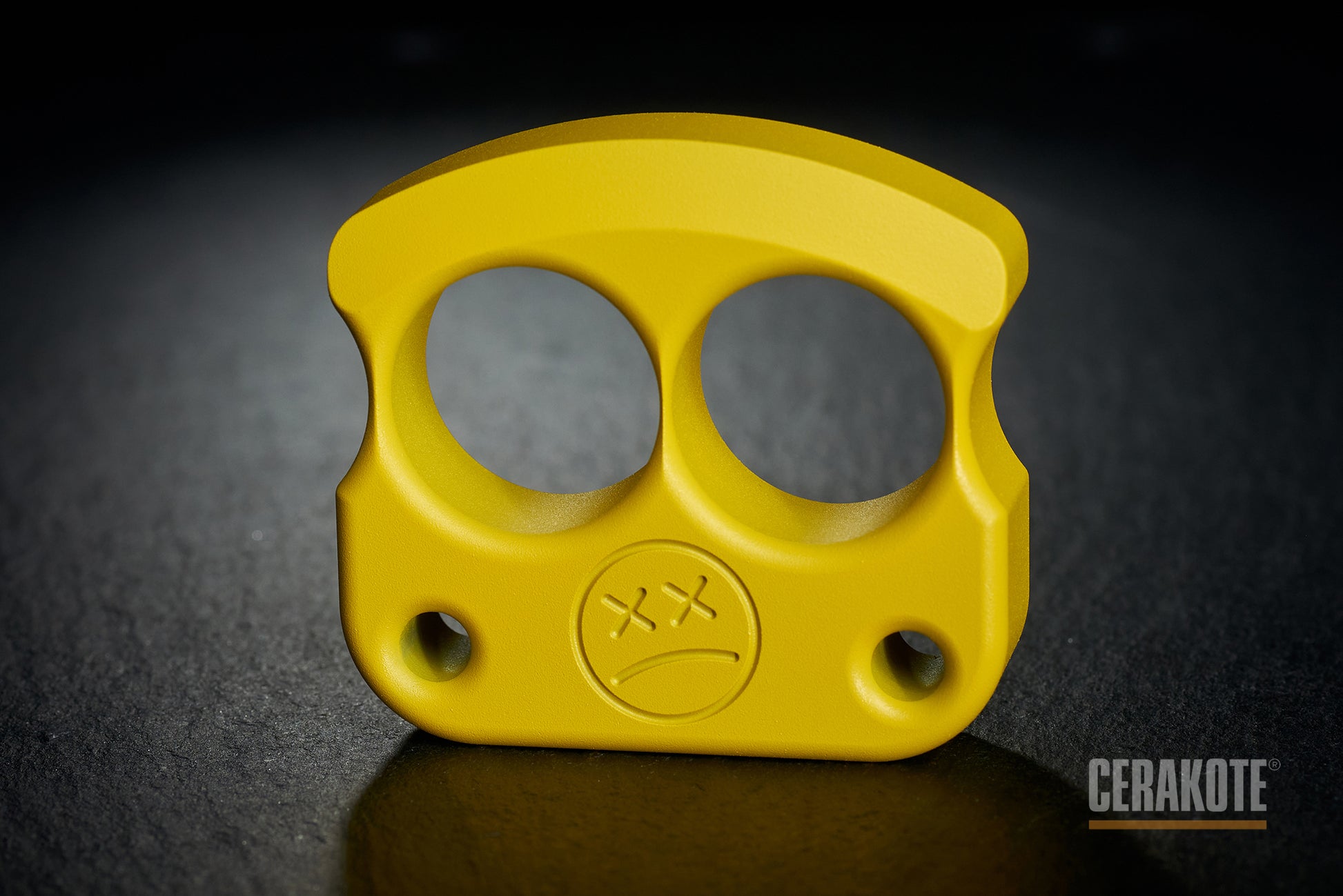 coolest cerakote coated corvette yellow 2 knuckle brass knuckles DFK 01 - 3