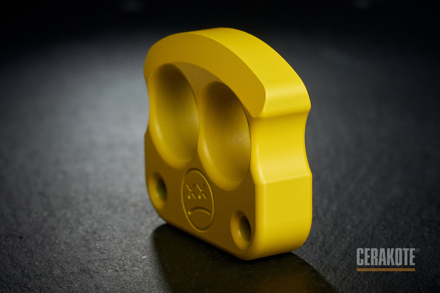 coolest cerakote coated corvette yellow 2 knuckle brass knuckles DFK 01 - 4