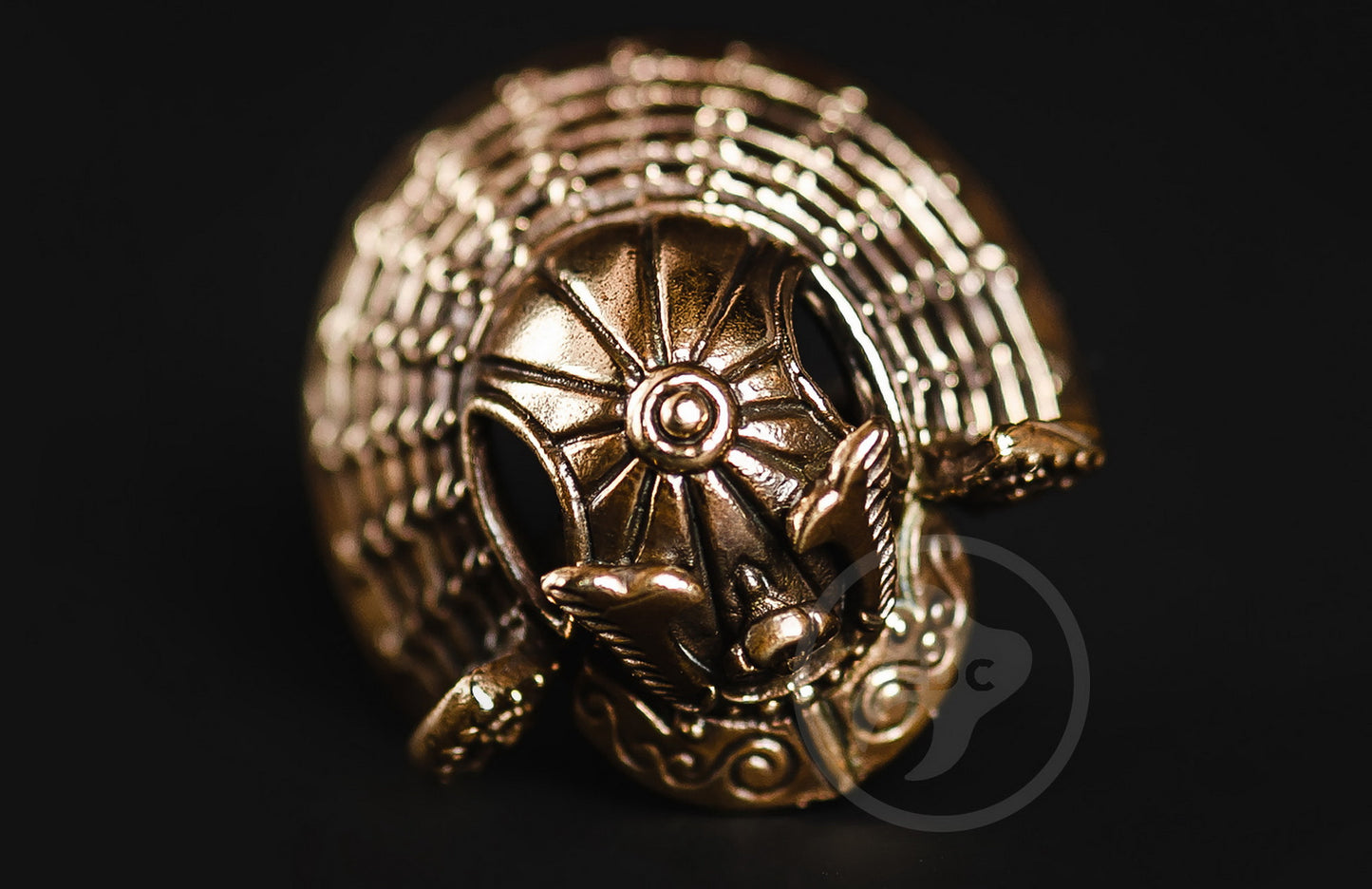 Brass Lanyard Bead Samurai Helmet