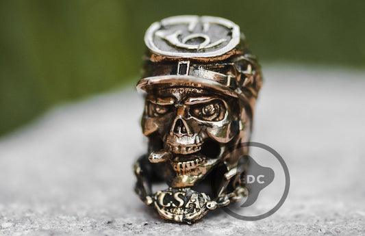 Brass Paracord Skull Bead Confederate