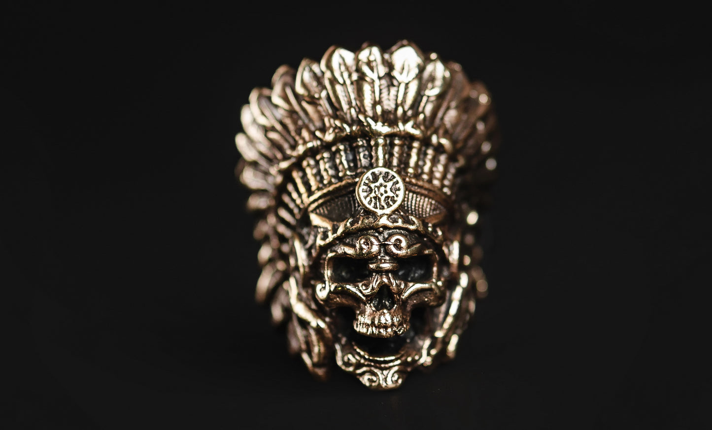 Brass Paracord Skull Bead Indian Chief