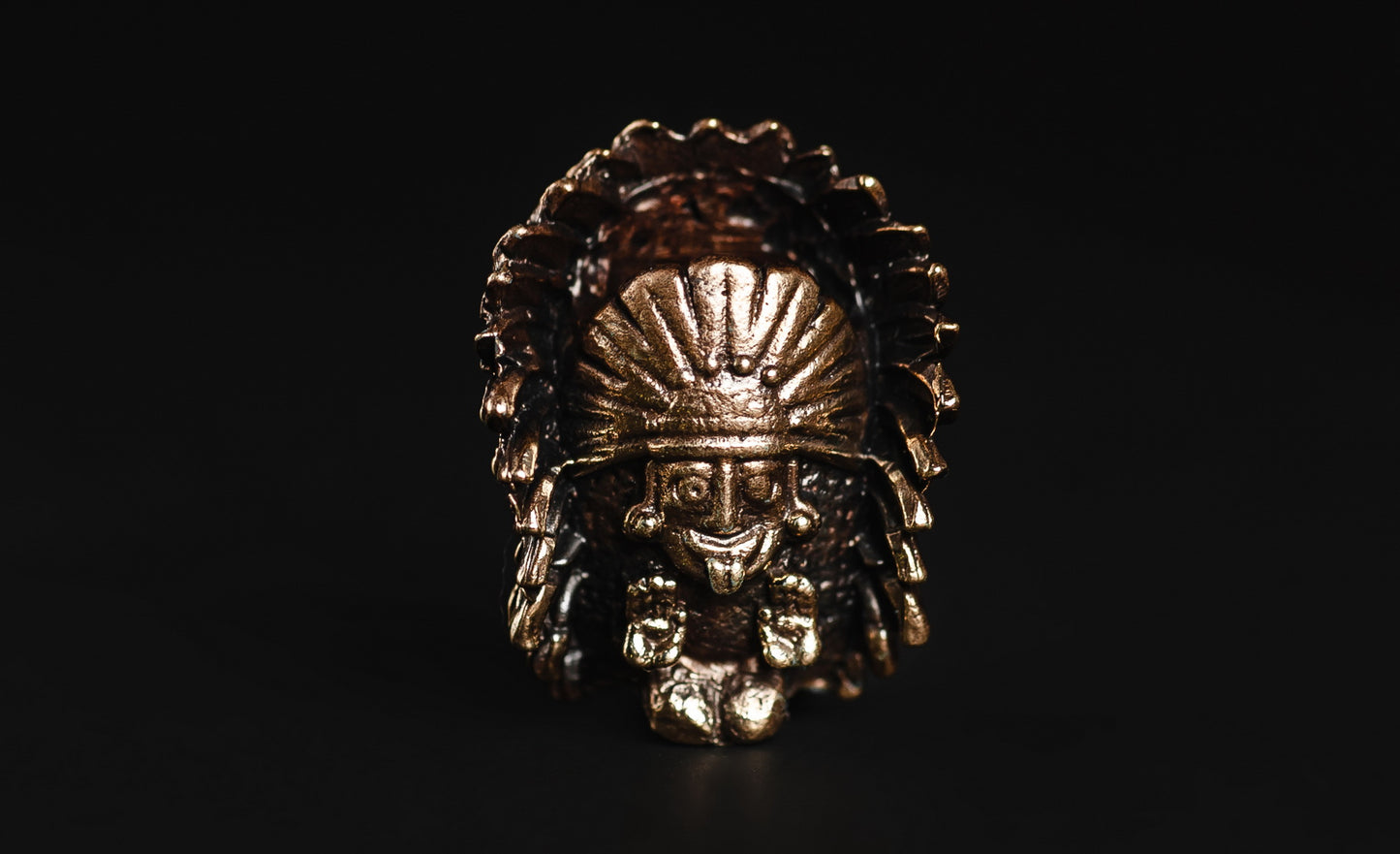 Brass Paracord Skull Bead Indian Chief