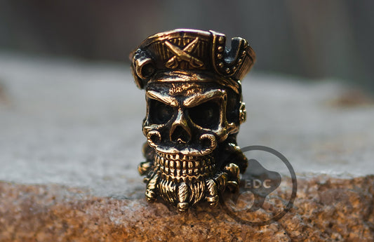 Brass Skull Bead Paracord Edward Black Beard