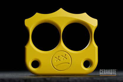 coolest cerakote coated corvette yellow brass knuckles two finger DFK 03 - 1