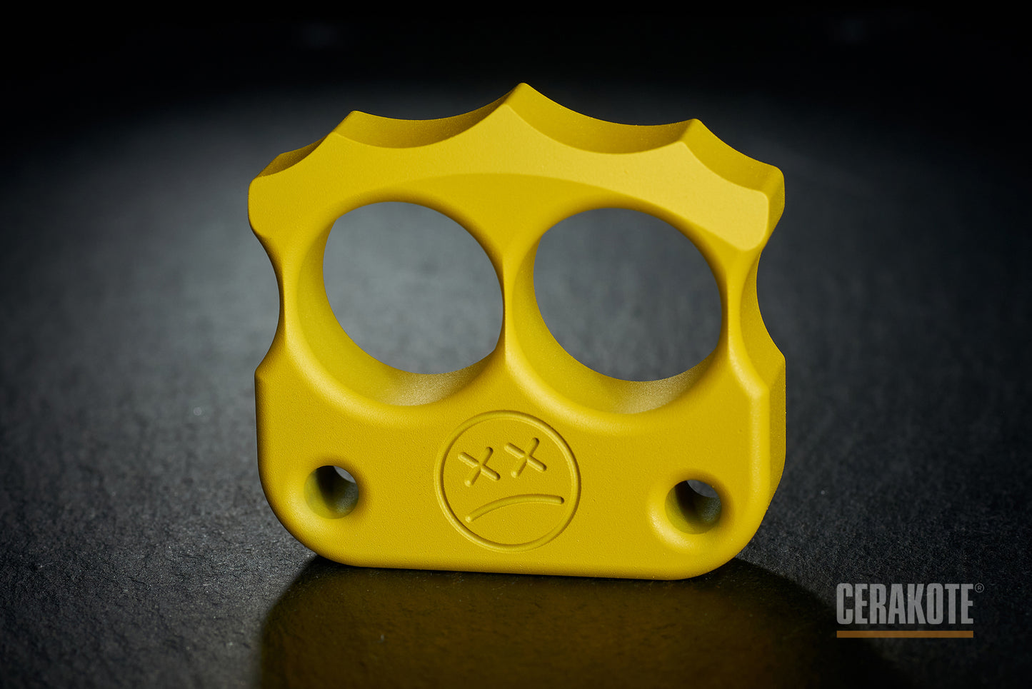 coolest cerakote coated corvette yellow brass knuckles two finger DFK 03 - 2