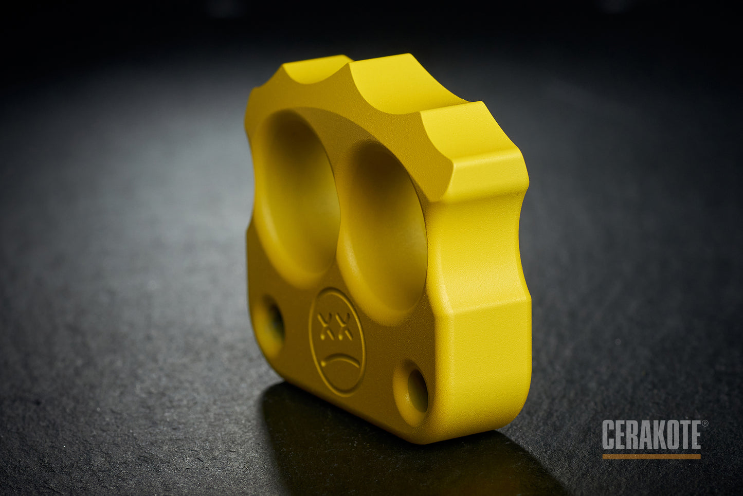 coolest cerakote coated corvette yellow brass knuckles two finger DFK 03 - 4