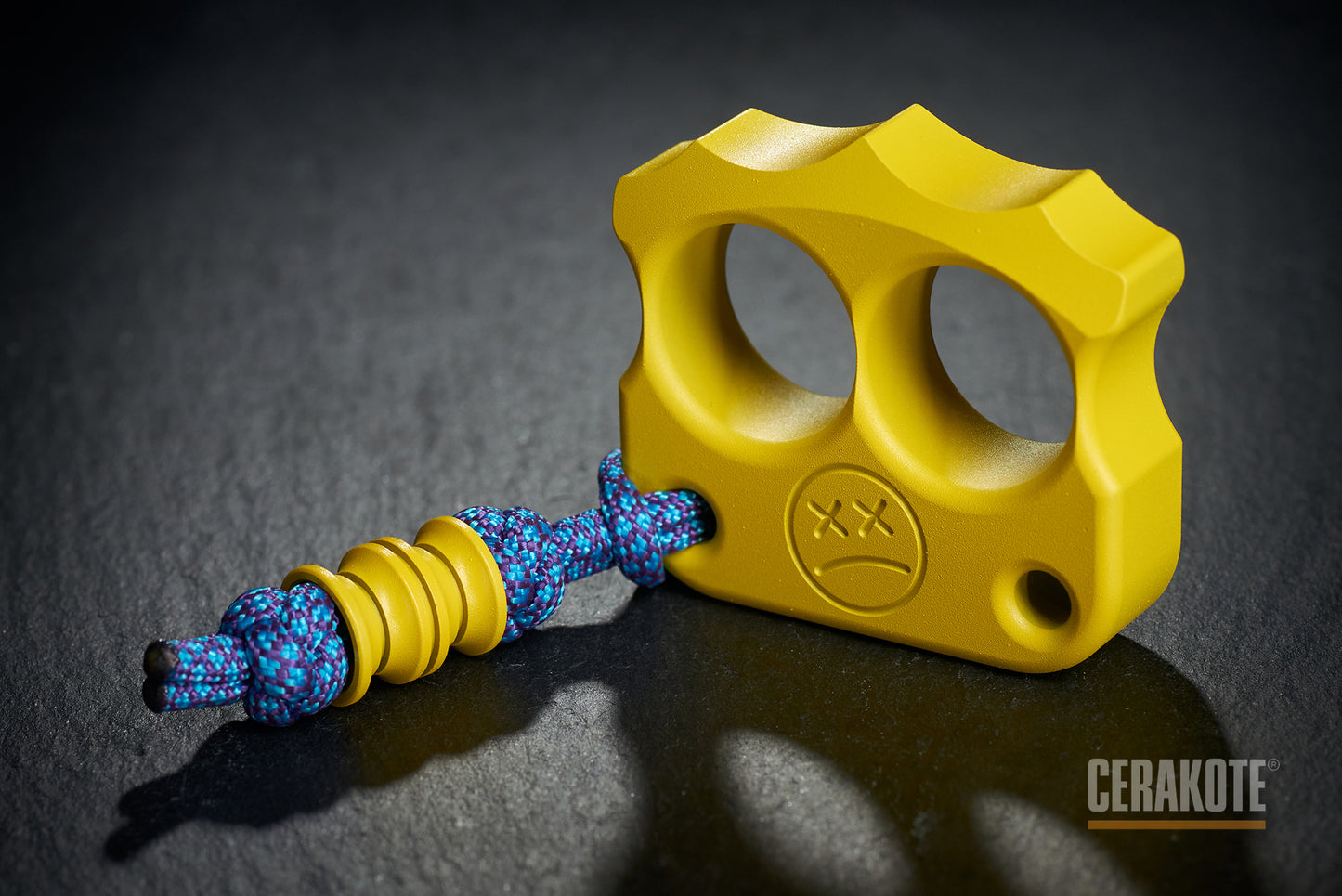 coolest cerakote coated corvette yellow brass knuckles two finger DFK 03 - 5