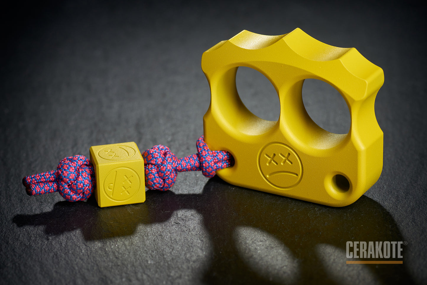 coolest cerakote coated corvette yellow brass knuckles two finger DFK 03 - 6