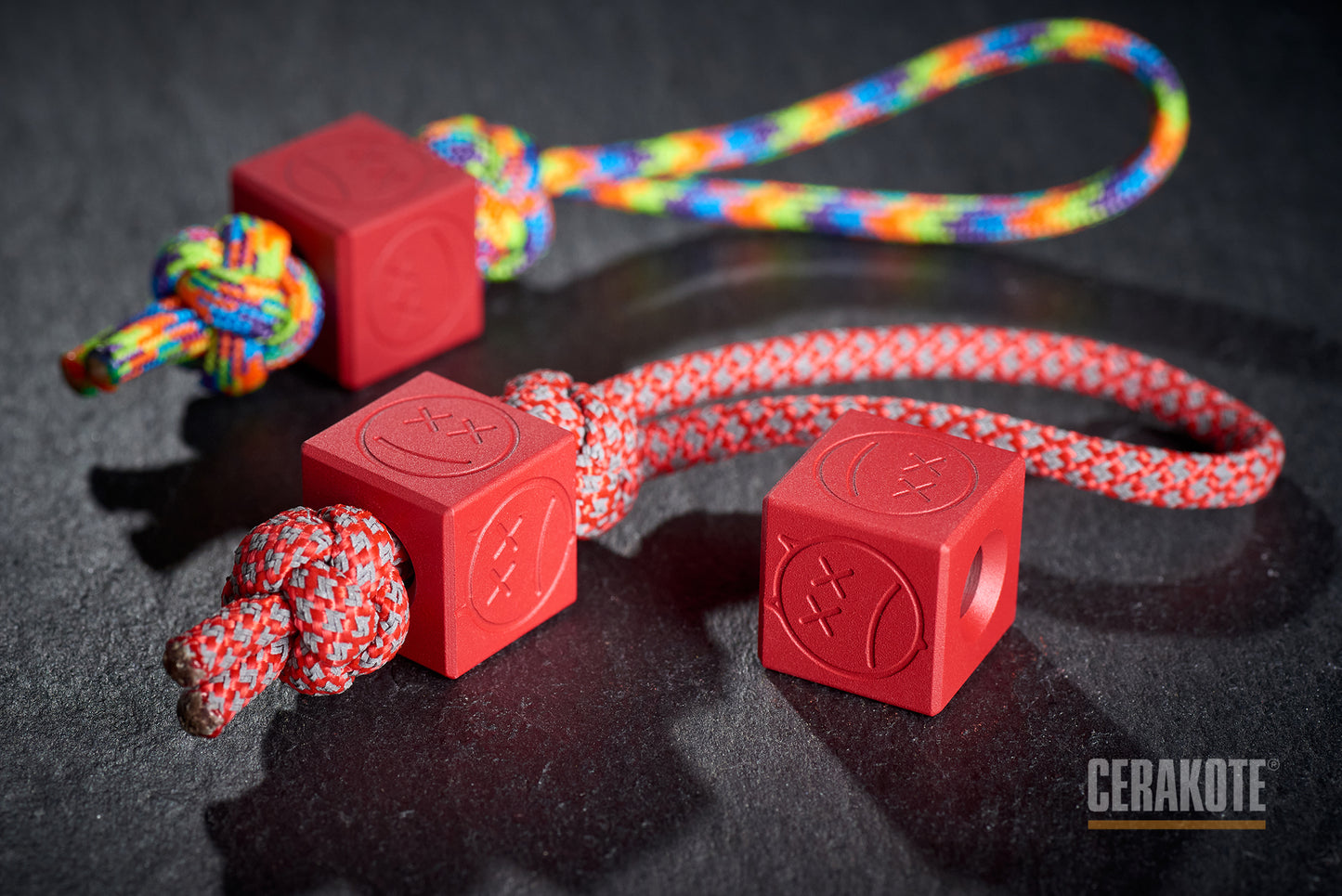 Edc Paracord Bead Cube Cerakote Coating H-306 Ruby Red