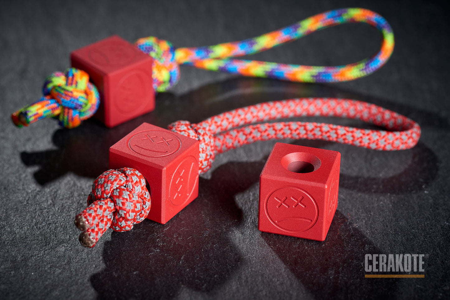 Edc Paracord Bead Cube Cerakote Coating H-306 Ruby Red