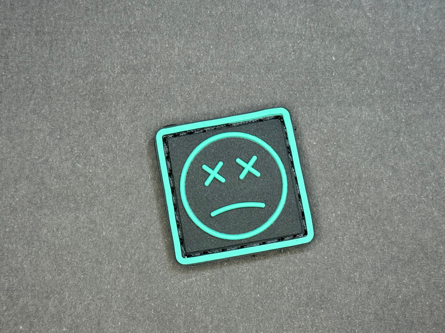 EDC Velcro Patch Sad Face Black and Teal