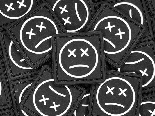 EDC Velcro Patch Sad Face Black and White