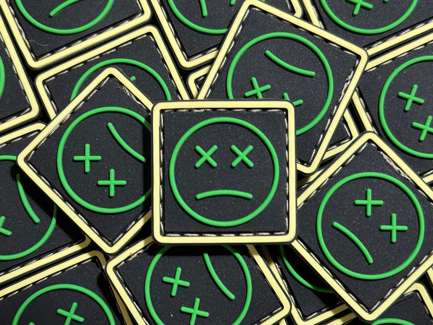 EDC Velcro Patch Sad Face Black, Yellow and Green