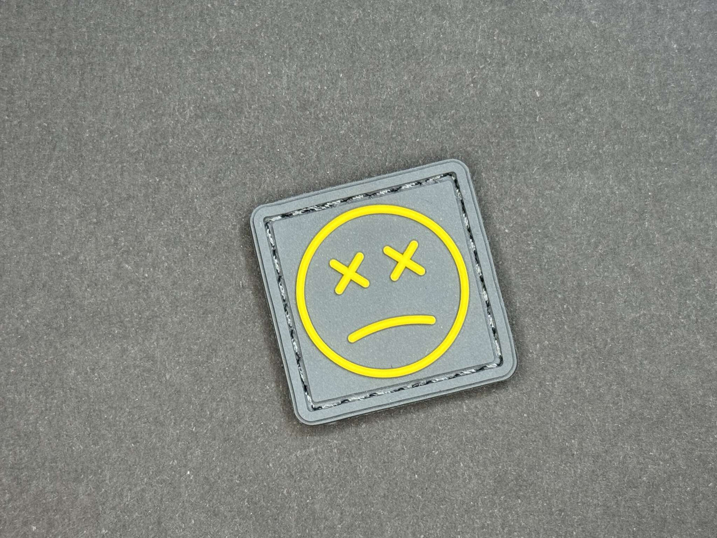 EDC Velcro Patch Sad Face Dark Grey and Yellow