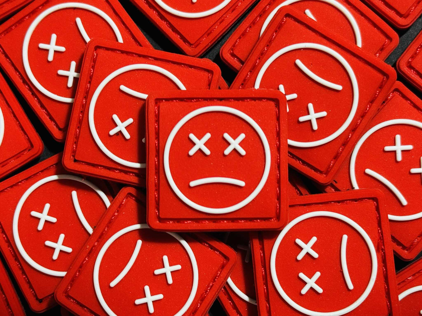 EDC Velcro Patch Sad Face Red and White