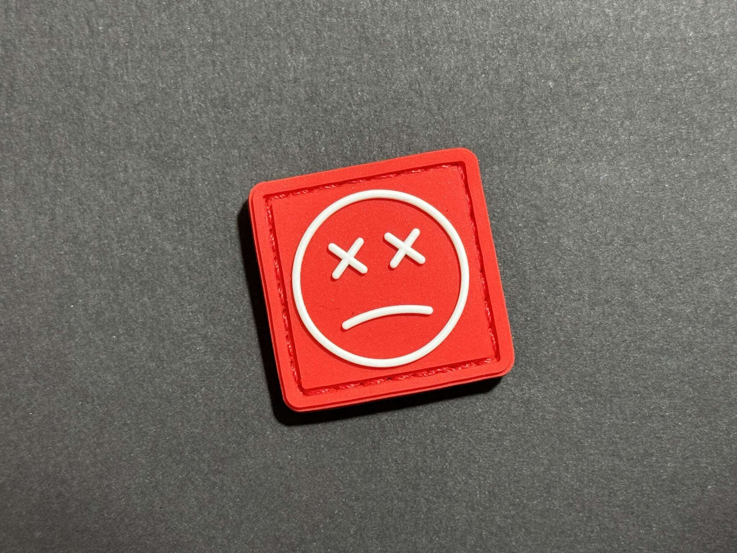 EDC Velcro Patch Sad Face Red and White