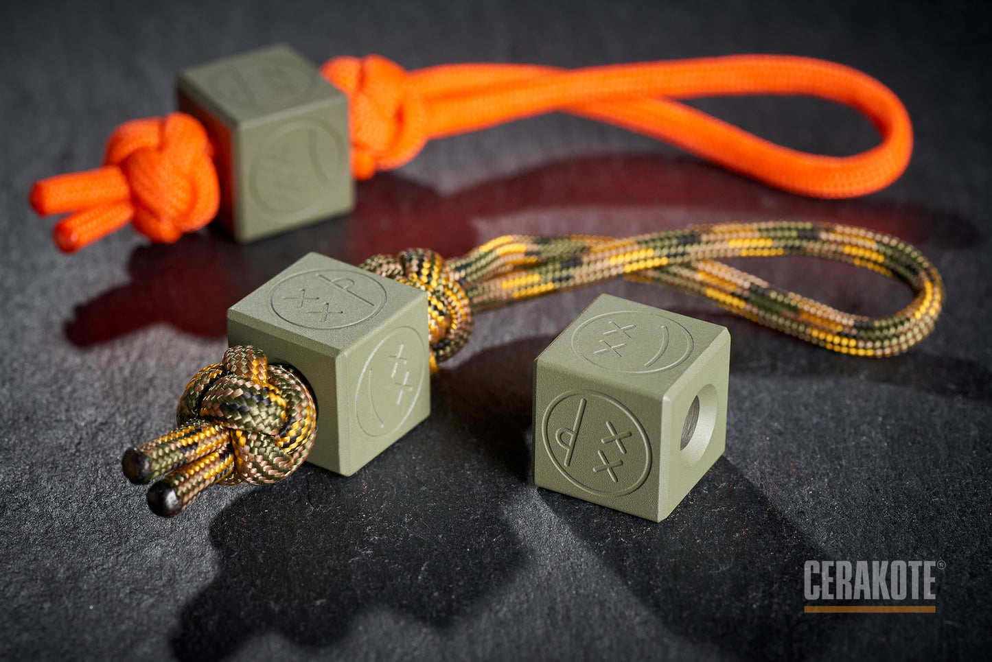 Knife Lanyard Bead Cube Cerakote Coating H-248 Forest Green