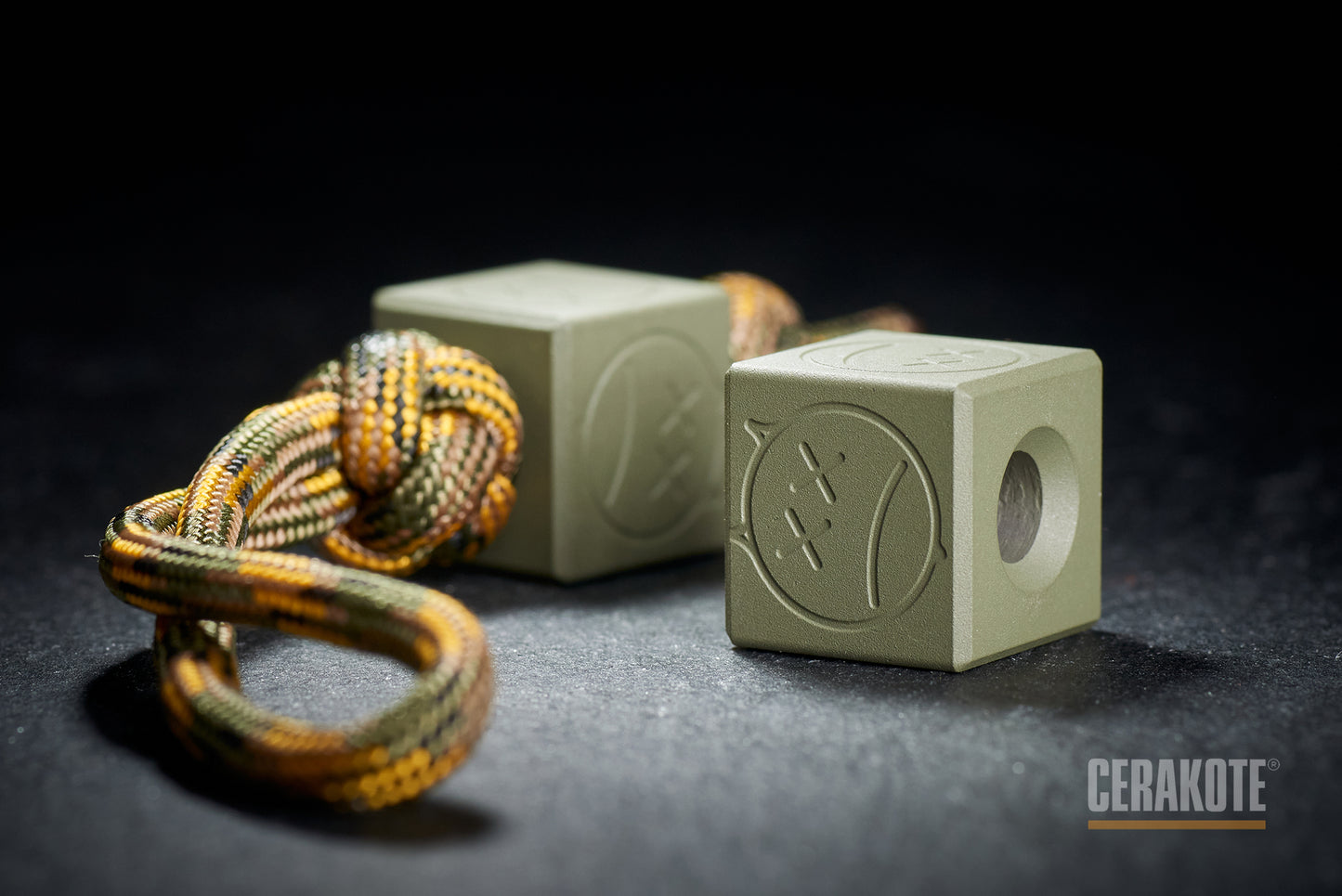 Knife Lanyard Bead Cube Cerakote Coating H-248 Forest Green