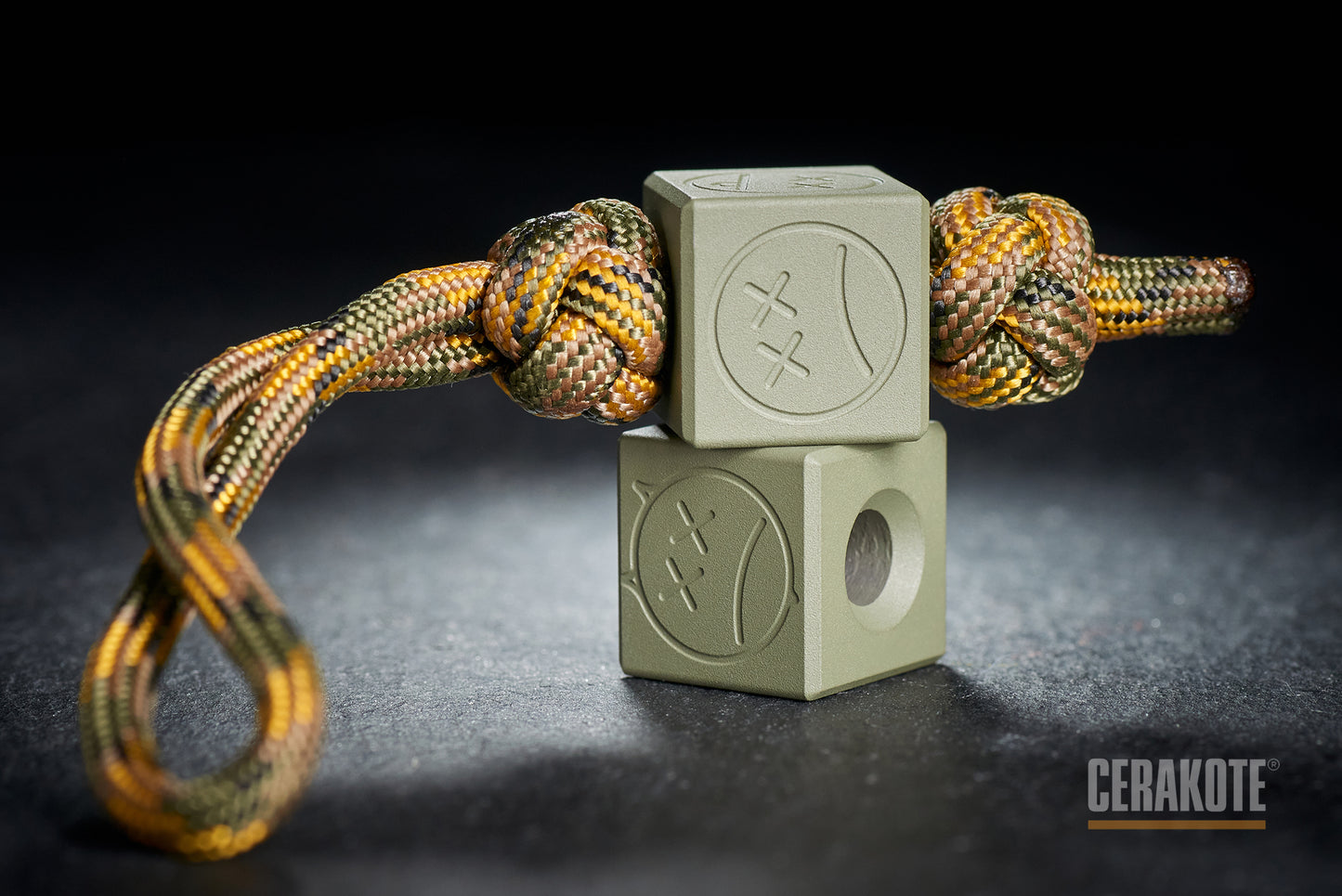 Knife Lanyard Bead Cube Cerakote Coating H-248 Forest Green