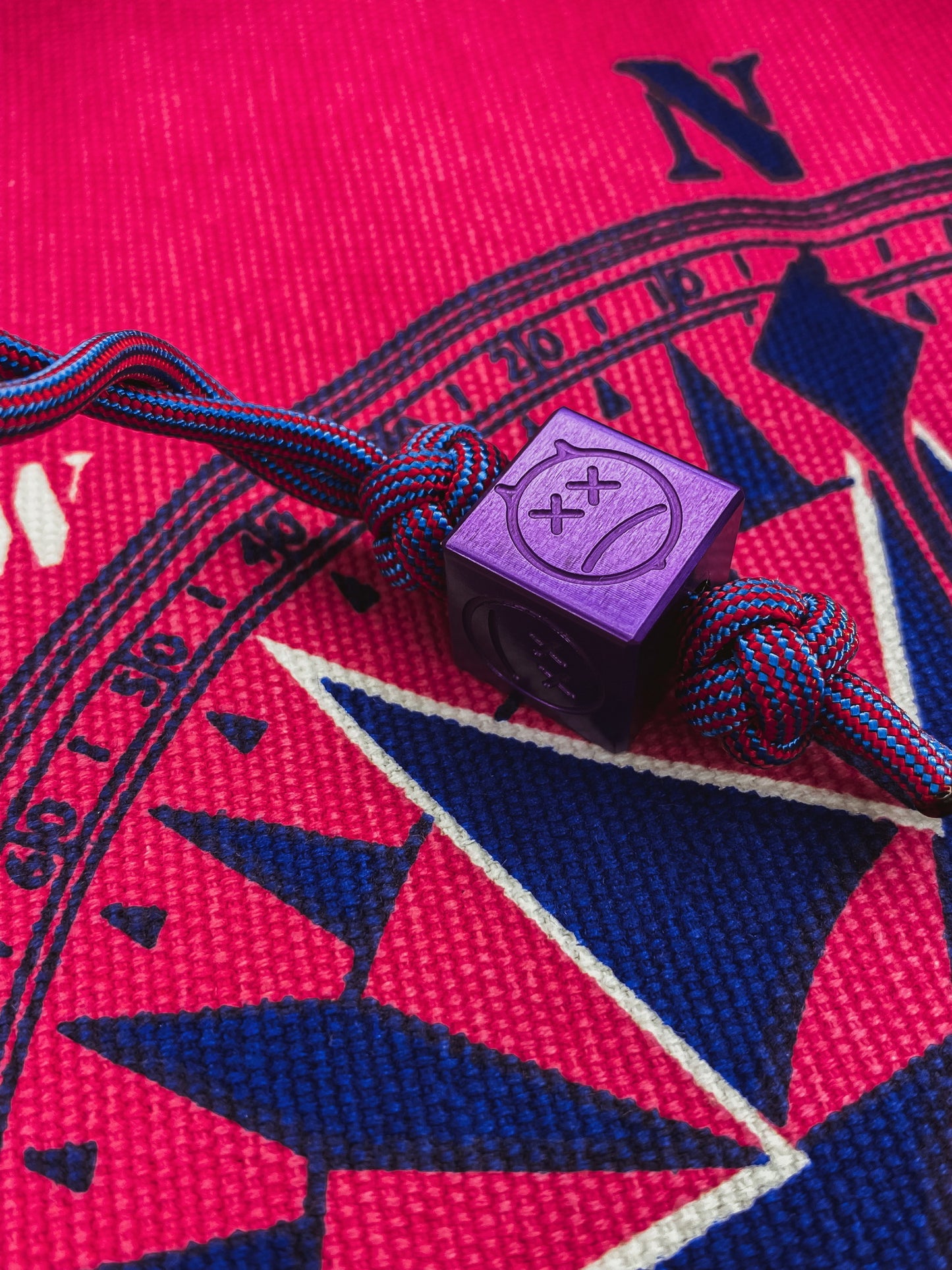 Lanyard Bead Cube Sad Face Purple Anodizing Type 2