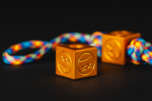 Orange cool aluminum EDC bead Cube Sad Face _ 1